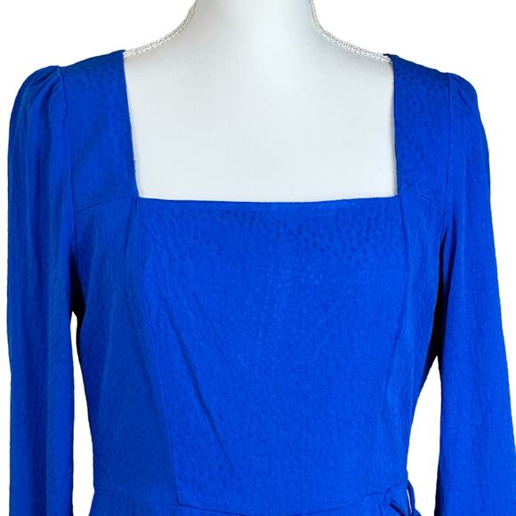 Copper Key Faux Wrap Dress Size Medium Blue Career Textured Classic Rayon  Mini - Picture 2 of 16